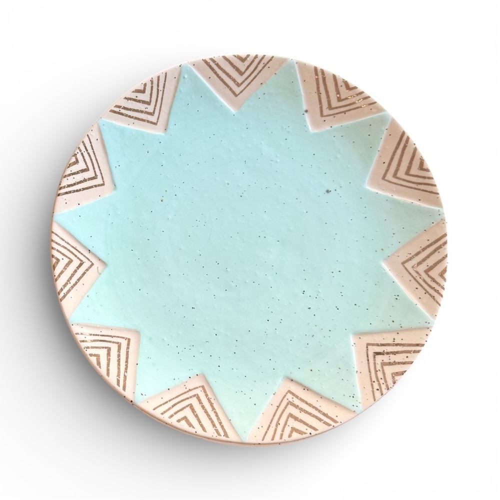 Cathy Terepocki Ceramics for Anthropologie Geometric Patterned Plates Set of 4